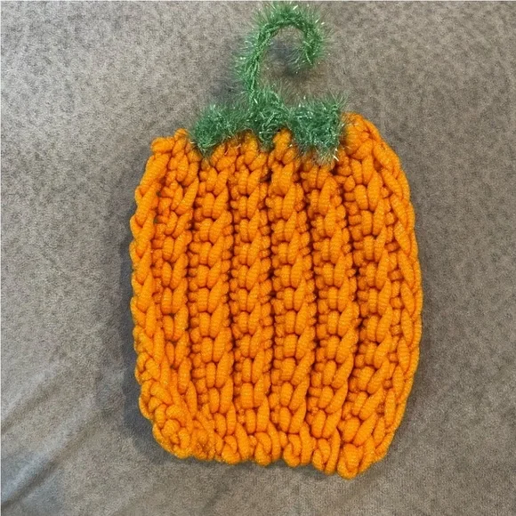 Handmade Pumpkin Scrubby Soap Holder Nylon Crochet Hand Crafted Pots Exfoliation - Picture 4 of 6